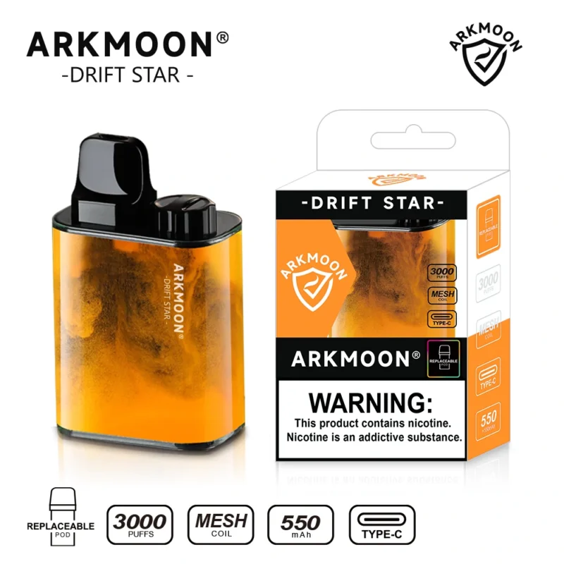 AOKIT Arkmoon Drift Star 3000 Puffs Vape descartável por atacado com baixo teor de nicotina 0%, 2%, 5% recarregável TYPE C Bulk Buy (6)