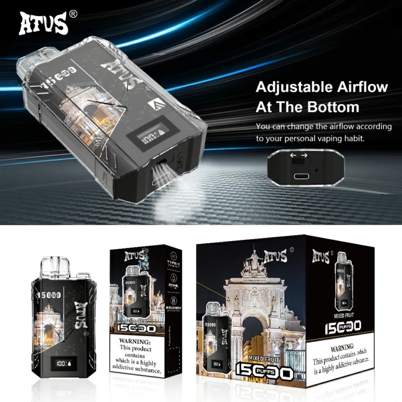 Atvs 15000 puffs distribuidor atacado vape descartável 5 bobina de malha de nicotina 20ml caixa de tela digital em massa comprar fábrica original 24