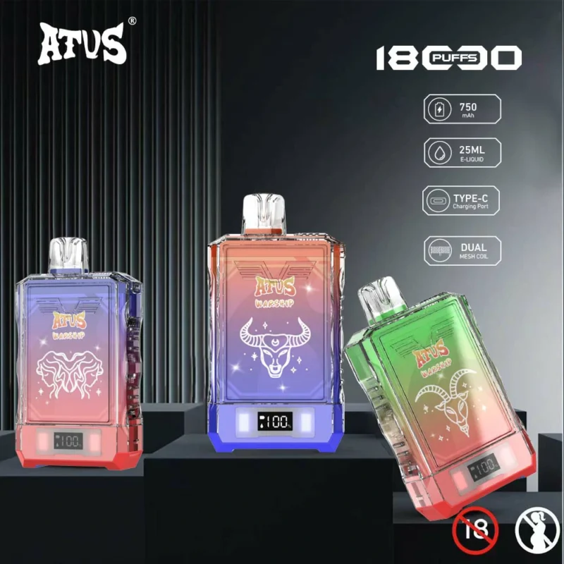 ATVS Warship 18000 Puffs Vapes Tela LCD Bobina de malha Original de fábrica em massa Comprar Vapes descartáveis ​​atacado 12K 15K 18K 20K Vaper (5)