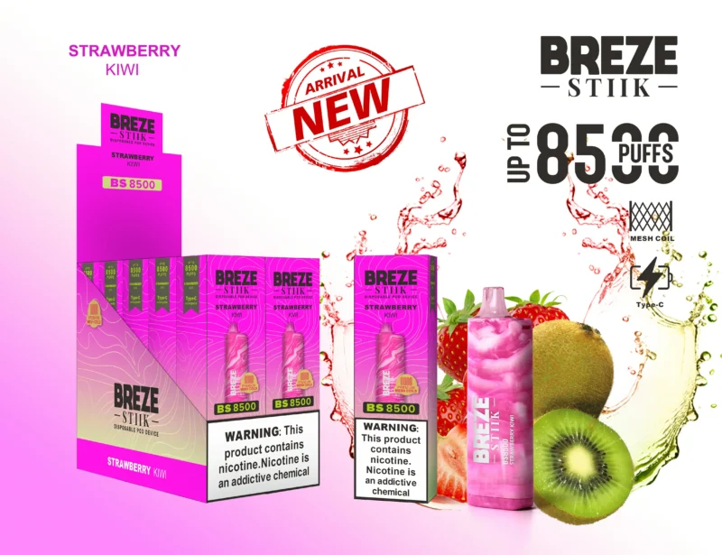 Breze Stiik BS 8500 Puffs Jednorázové pero Vape Velkoobchod Typ C Dobíjecí baterie Nikotin 2 5 Originál 11 v měřítku