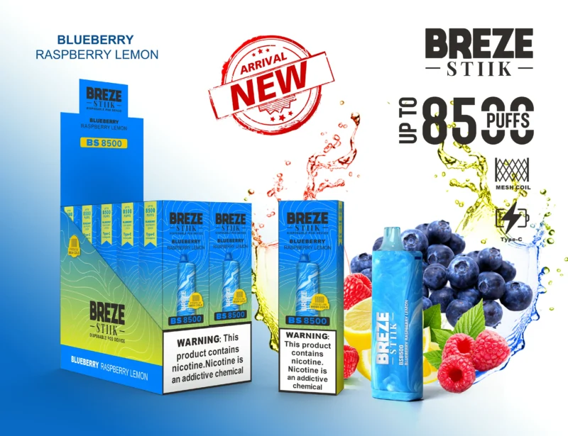 Breze Stiik BS 8500 Puffs Jednorázové vape pero Velkoobchod Typ C Dobíjecí baterie Nikotin 2 5 Originál 2 zmenšený