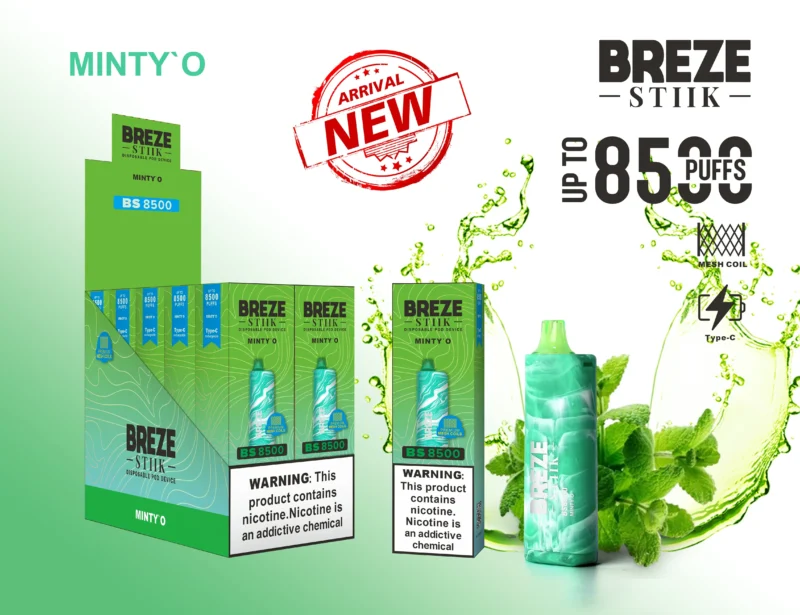 Breze Stiik BS 8500 Puffs Jednorázové vape pero Velkoobchod Typ C Dobíjecí baterie Nikotin 2 5 Originál 6 zmenšen