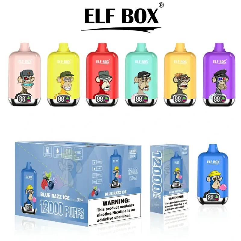 ELF BOX Digital 12000 Puffs Disposable Vape Pen Rechargeable LED display Low Nicotine 0% 2% 3% 5% for Wholesale Bulk Purchase (16)