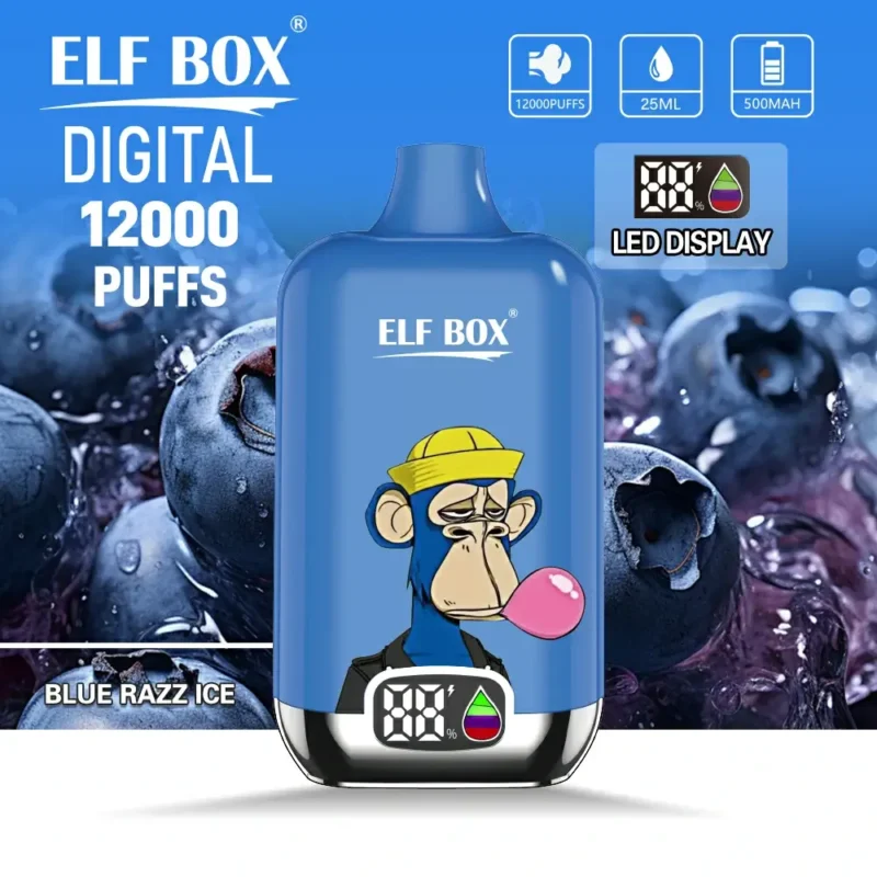 ELF BOX Digital 12000 Puffs Ühekordse vapepliiatsiga laetav LED-ekraan Madal nikotiinisisaldus 0 2 3 5 hulgimüügiks hulgiostmiseks 2