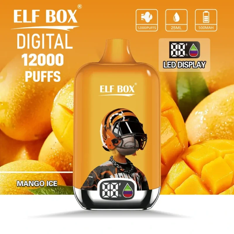 ELF BOX Digital 12000 Puffs ühekordselt kasutatav Vape Pen Laetav LED-ekraan Madal nikotiinisisaldus 0 2 3 5 hulgimüügiks hulgiostmiseks 4