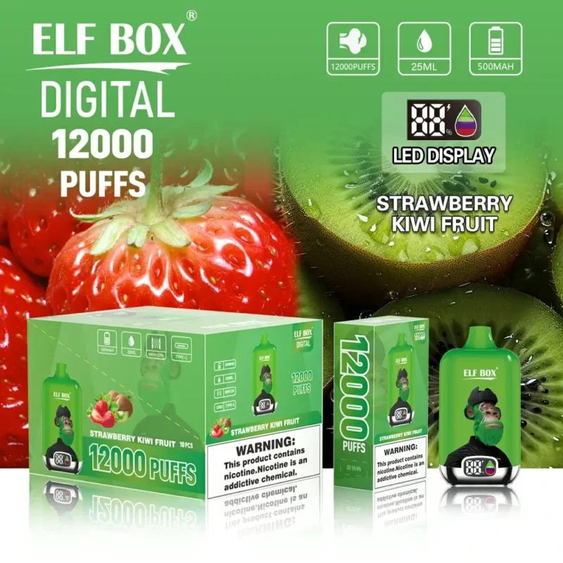 ELF BOX Digital 12000 Puffs Ühekordne Vape Pen Laetav LED-ekraan Madal nikotiinisisaldus 0 2 3 5 hulgimüügiks hulgiostmiseks 8