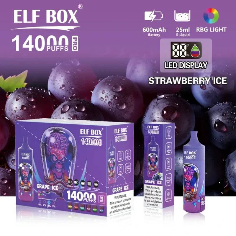 ELF BOX RGB 14000 Puffs Pro Disposable Vape Pen Nicotine 0%, 2%, 3%, 5% Rechargeable E Cigarette Wholesale (1)