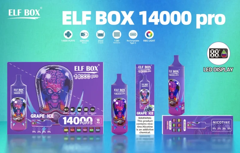 ELF BOX RGB 14000 Puffs Pro Disposable Vape Pen Nicotine 0%, 2%, 3%, 5% Rechargeable E Cigarette Wholesale (9)