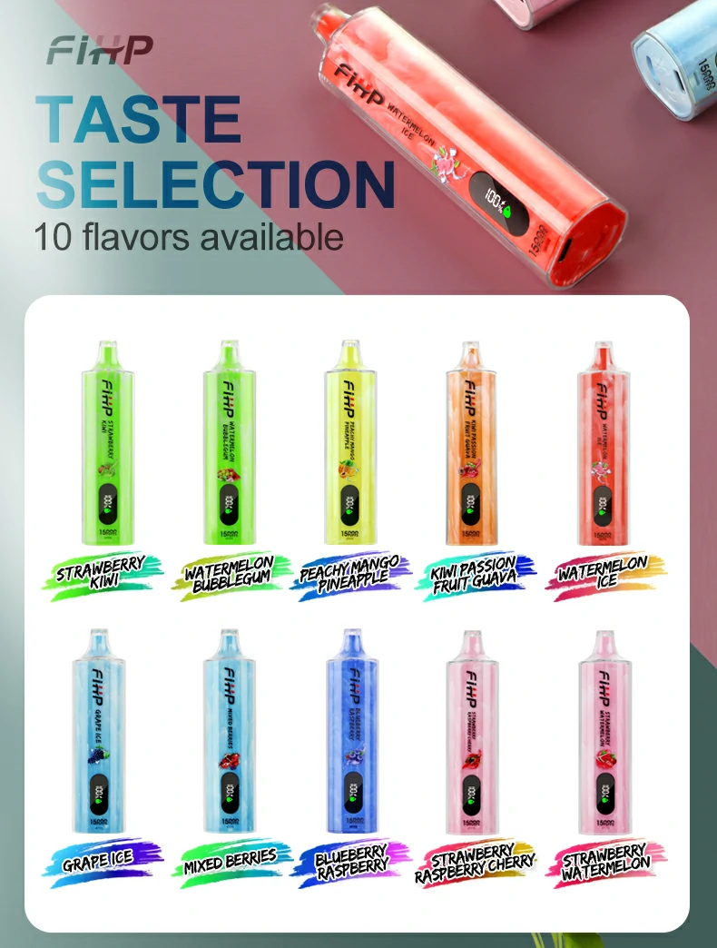 FIHP Shisha Waterpijp 15000 Rookwolken Wegwerp Vape Pen 6% Nicotine Oplaadbare 650mAh LED Display Fabriek Groothandel (16)