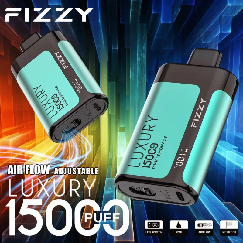 Fizzy Luxury 15000 sbuffi Display LCD 2/5 Sigaretta a basso contenuto di nicotina Sigaretta ricaricabile Batteria monouso per vaporizzatori Penna all'ingrosso all'ingrosso Acquista 11