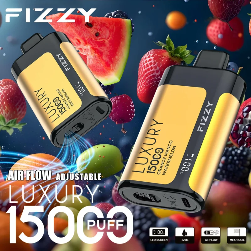 Fizzy Luxury 15000 sbuffi Display LCD 2 5 Sigaretta a basso contenuto di nicotina Sale Batteria ricaricabile Penna per vaporizzatori usa e getta all'ingrosso Acquista all'ingrosso 13