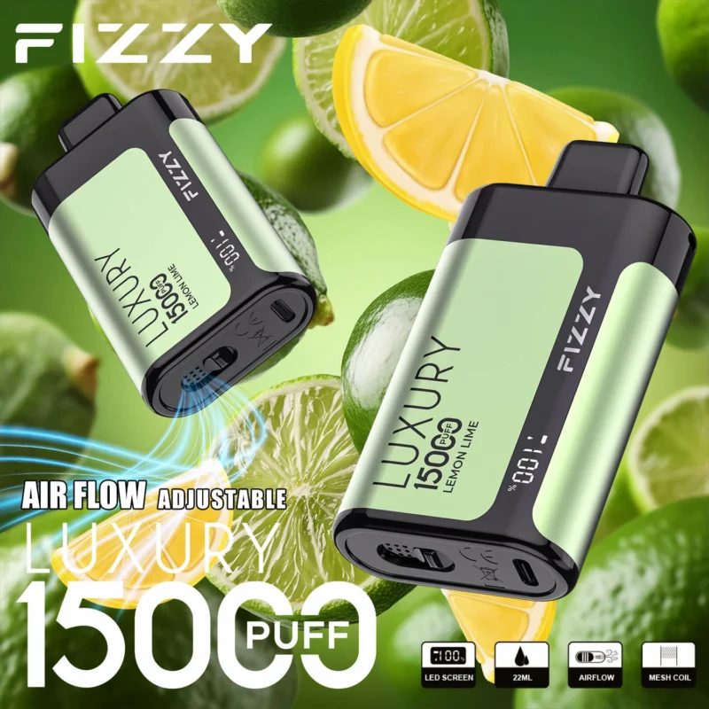 Fizzy Luxury 15000 sbuffi Display LCD 2/5 Sigaretta a basso contenuto di nicotina Sigaretta ricaricabile Batteria monouso per vaporizzatori Penna all'ingrosso all'ingrosso Acquista 15