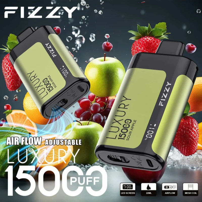 Fizzy Luxury 15000 sbuffi Display LCD 2 5 Sigaretta a basso contenuto di nicotina Sale Batteria ricaricabile Penna per vaporizzatori usa e getta all'ingrosso Acquista all'ingrosso 2