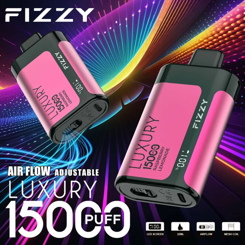 Fizzy Luxury 15000 sbuffi Display LCD 2 5 Sigaretta a basso contenuto di nicotina Sale Batteria ricaricabile Penna per vaporizzatori usa e getta all'ingrosso Acquista all'ingrosso 3