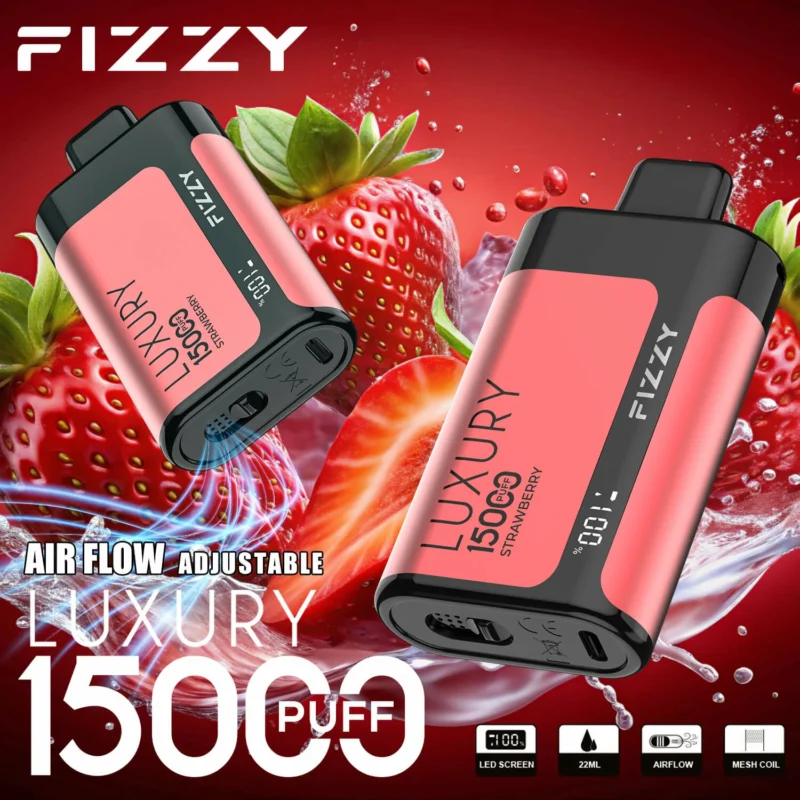 Fizzy Luxury 15000 sbuffi Display LCD 2 5 Sigaretta a basso contenuto di nicotina Sale Batteria ricaricabile Penna per vaporizzatori usa e getta all'ingrosso Acquista all'ingrosso 5