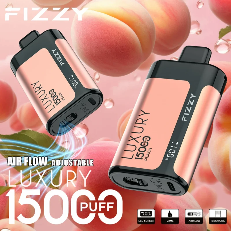 Fizzy Luxury 15000 sbuffi Display LCD 2 5 Sigaretta a basso contenuto di nicotina Sale Batteria ricaricabile Penna per vaporizzatori usa e getta all'ingrosso Acquista all'ingrosso 7