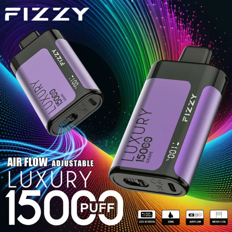 Fizzy Luxury 15000 sbuffi Display LCD 2 5 Sigaretta a basso contenuto di nicotina Sale Batteria ricaricabile Penna per vaporizzatori usa e getta all'ingrosso Acquista all'ingrosso 9