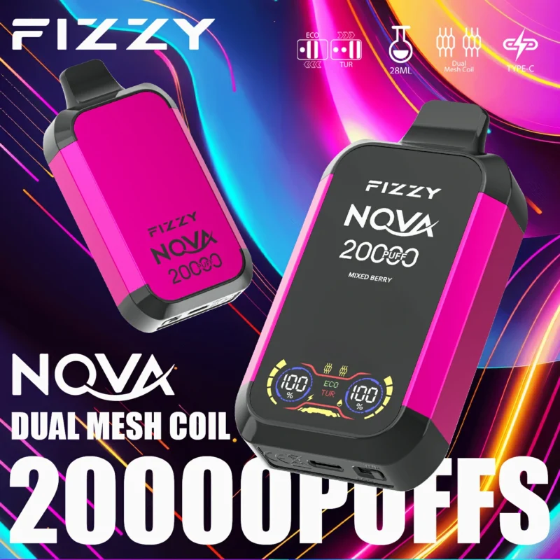 Fizzy Nova 20000 Puffs Airflow Control Wholesale Disposable Vape 2 5 Nicotine 28ml Liquid Original Factory 2