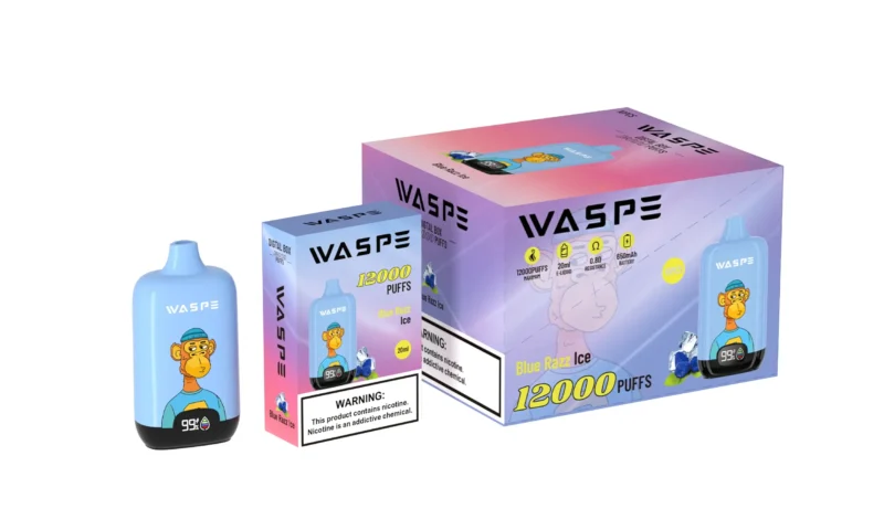 Acheter en vrac WASPE 12000 PUFFS Boîte numérique 0 2 3 5 Stylo vape jetable rechargeable en gros à faible teneur en nicotine 10 saveurs avec écran LCD 12