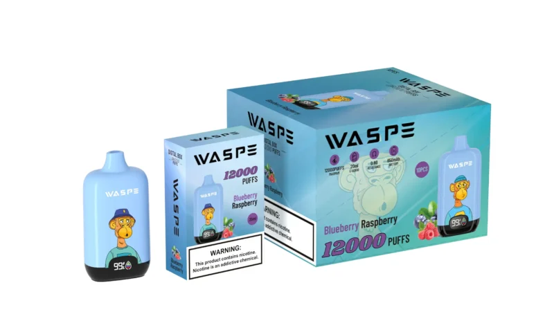 Acheter en vrac WASPE 12000 PUFFS Boîte numérique 0 2 3 5 Stylo vape jetable rechargeable en gros à faible teneur en nicotine 10 saveurs avec écran LCD 16