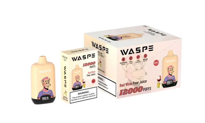 Acheter en vrac WASPE 12000 PUFFS Boîte numérique 0 2 3 5 Stylo vape jetable rechargeable en gros à faible teneur en nicotine 10 saveurs avec écran LCD 3