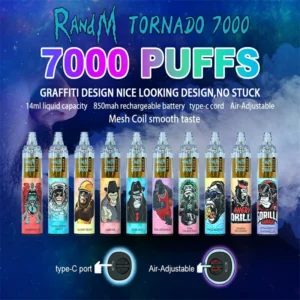 RandM Tornado 7000 Puffs Акумуляторна 0% 2% 3% 5% Одноразова ручка для електронних сигарет з низьким вмістом нікотину оптом Купуйте оригінальну фабричну швидку доставку (5)