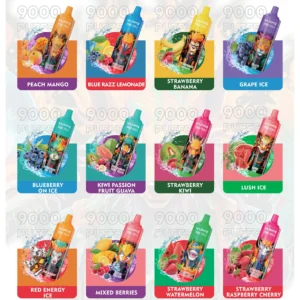 VAPME FIRE 9000 Puffs Disposable Vapes Pen Wholesale 18 Flavors 0% 2% 3% 5% Low Nicotine Bulk Buy Rechargeable (18)