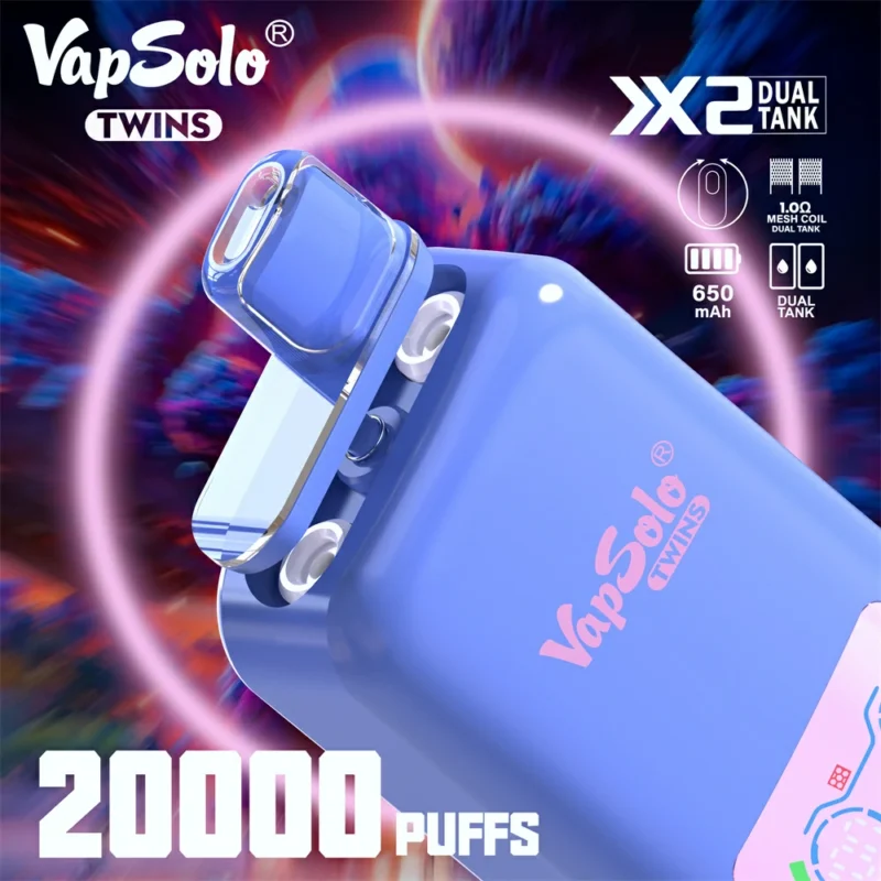 „Vapsolo Shisha Twins 20000 Puffs“ Didmeninė prekyba vienkartiniais garais 2% 5% Nikotinas 30ML 650 Mah 10 skonių (1)