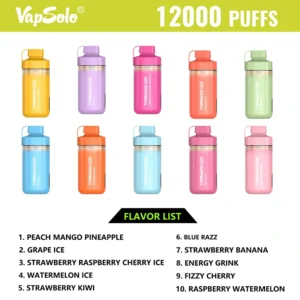 Vapsolo Tornado Pro 12000 vpihov pero za enkratno uporabo Vapes na debelo Kupite na debelo 2% 5% nikotinska baterija z zmogljivostjo 650 MAH 4 ravni pretoka zraka RGB lučka (11)