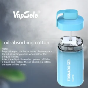 Vapsolo Tornado Pro 12000 vpihov peresnik za enkratno uporabo na debelo Nakup na debelo 2 5 Zmogljivost nikotinske baterije 650 MAH 4 ravni Pretok zraka RGB svetloba 5