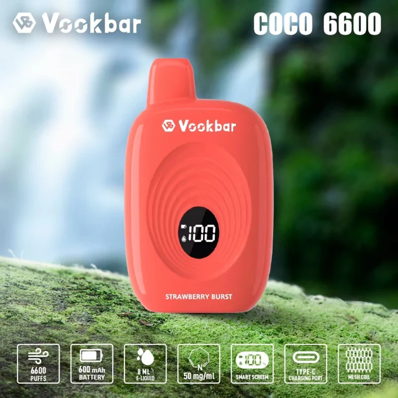 Vookbar COCO 6600 Puffs Buy Bulk Wholesale Disposable Vapes 3 Low Nicotine Rechargeable LCD Display Original Fa