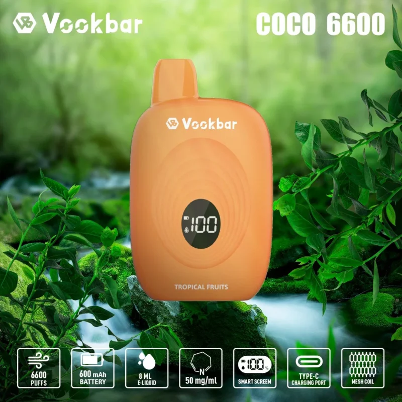 Vookbar COCO 6600 Puffs Buy Bulk Wholesale Disposable Vapes 3 Low Nicotine Rechargeable LCD Display Original Fa 5