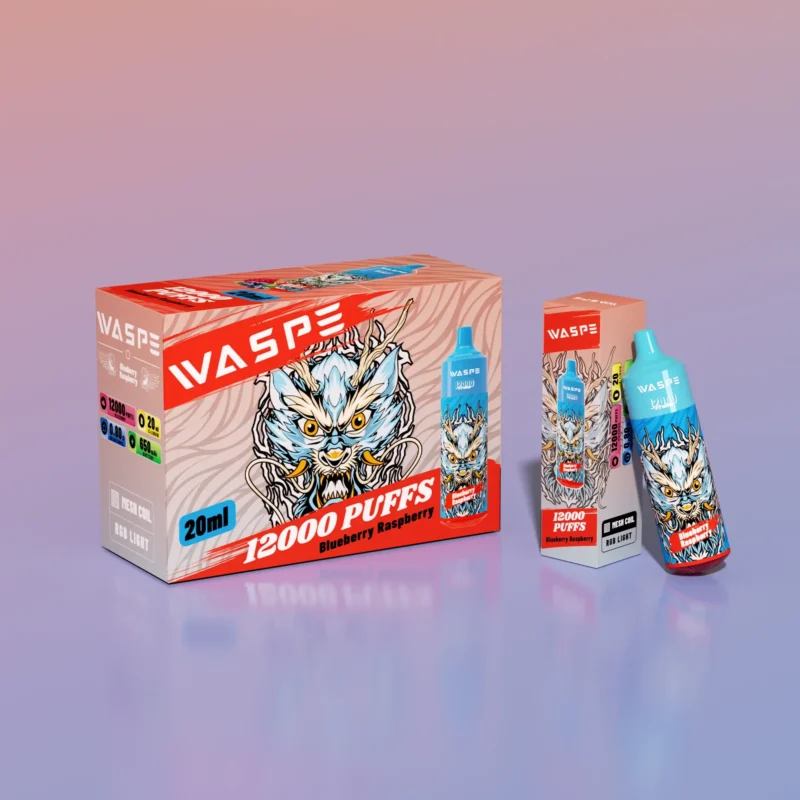 Waspe 12000 Puffs Bulk Osta 0 2 3 5 Nikotiini 20 ml Mesh Coil LCD-näytöllä Tukkumyynti Kertakäyttöinen Vape Pen Alkuperäinen Tehdas 8