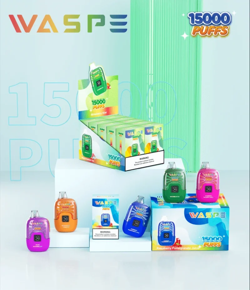 Цифрова коробка Waspe 15000 Puffs Оптова одноразова ручка для вейпа, акумуляторна 0% 2% 3% 5% Нікотин 22 мл РК-дисплей (1)