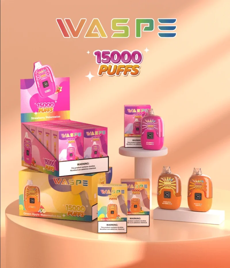 Цифрова коробка Waspe 15000 Puffs Оптова одноразова ручка для вейпів Перезаряджається 0 2 3 5 Нікотин 22 мл РК-дисплей 3