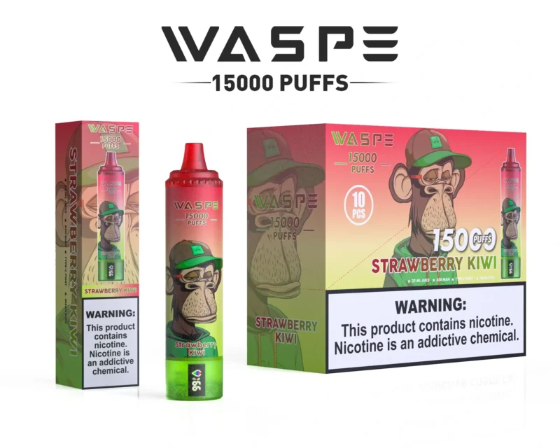 Waspe 15000 Puffs Επαναφορτιζόμενη Μαζική Αγορά 0 2 3 5 Νικοτίνη 22ml Γνήσιο εργοστασιακό χονδρικό στυλό ατμού μίας χρήσης 1