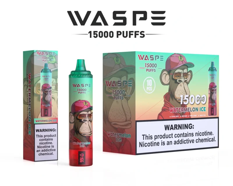 Waspe 15000 Puffs Επαναφορτιζόμενη Μαζική Αγορά 0 2 3 5 Νικοτίνη 22 ml Γνήσιο εργοστασιακό χονδρικό ατμιστήρα μίας χρήσης 10