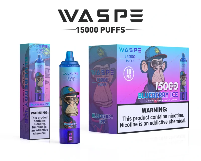 Waspe 15000 Puffs Επαναφορτιζόμενη Μαζική Αγορά 0 2 3 5 Νικοτίνη 22 ml Γνήσιο εργοστασιακό χονδρικό ατμιστήρα μίας χρήσης 14