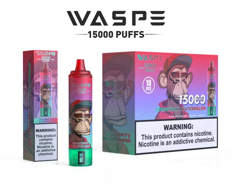 Waspe 15000 Puffs Επαναφορτιζόμενη Μαζική Αγορά 0 2 3 5 Νικοτίνη 22ml Γνήσιο εργοστασιακό χονδρικό ατμού μίας χρήσης στυλό 15