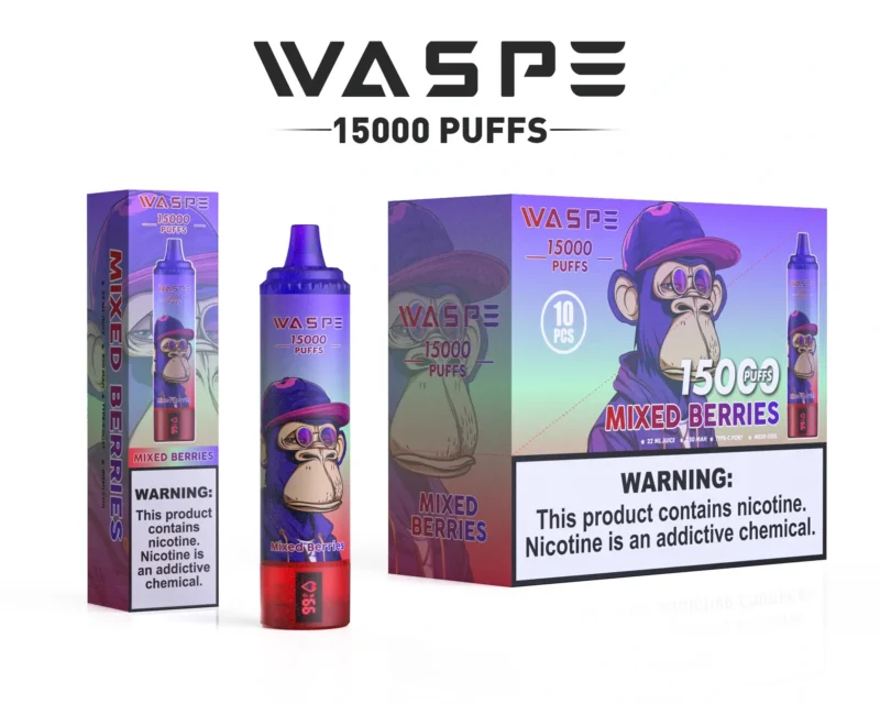 Waspe 15000 Puffs Επαναφορτιζόμενη Μαζική Αγορά 0 2 3 5 Νικοτίνη 22ml Γνήσιο εργοστασιακό χονδρικό ατμιστήρα μίας χρήσης 16