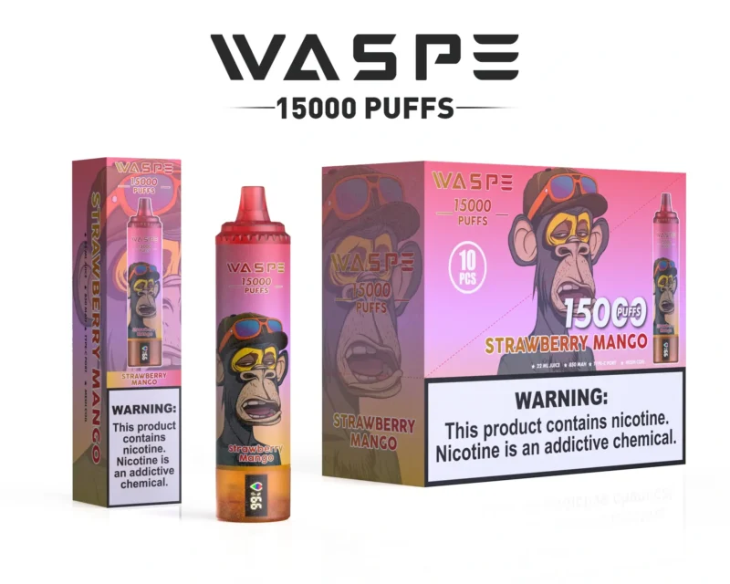 Waspe 15000 Puffs Επαναφορτιζόμενη Μαζική Αγορά 0 2 3 5 Νικοτίνη 22ml Γνήσιο εργοστασιακό χονδρικό ατμιστήρα μιας χρήσης 2