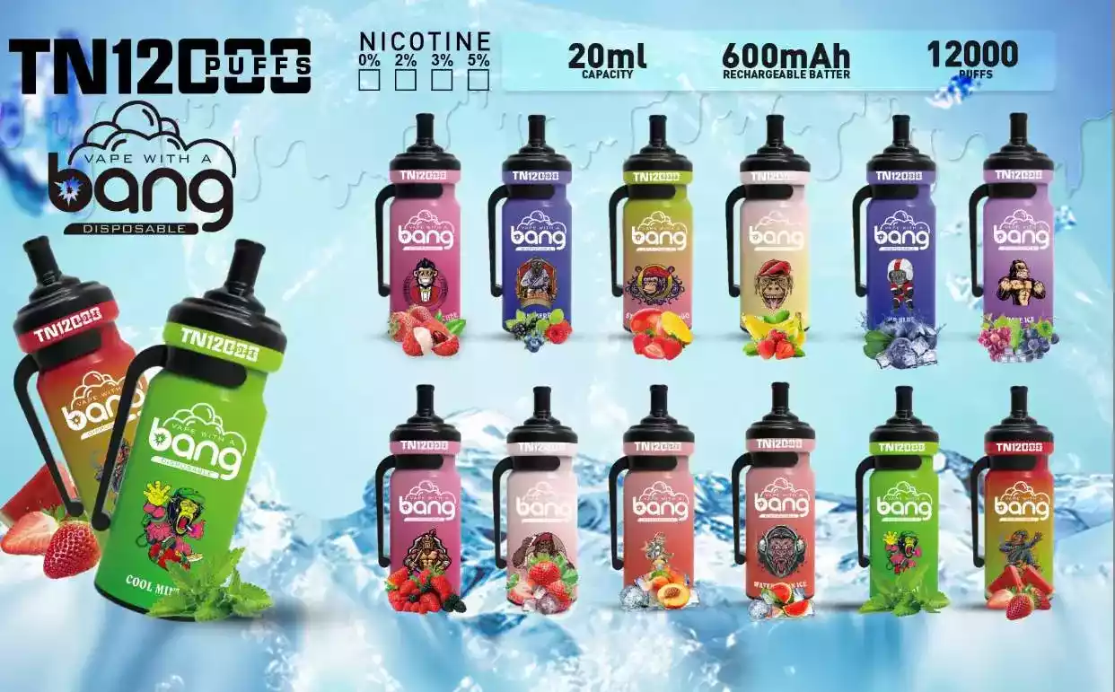 Eiropā visvairāk pārdotie Bang TN 12000 Puffs vienreizējās lietošanas vapes