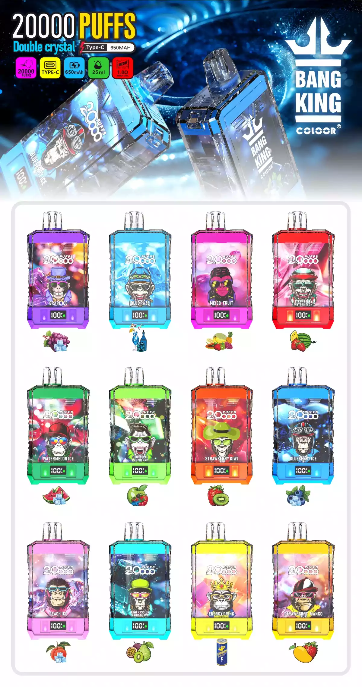 Top-Großhändler für Bang King 20000 Puffs Crystal Einweg-Vape4 2