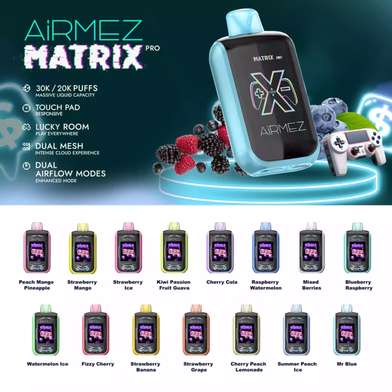 Airmez Matrix Pro Vape Pen 30000 Puffs Baterie reîncărcabilă de tip C cu bobină dublă cu plasă (5)