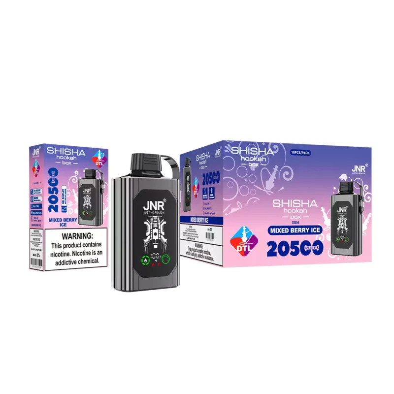 Самая продаваемая коробка для кальяна JNR Shisha 20500 Puffs Одноразовая ручка для вейпа с двойной сеткой и дисплеем 25 мл Доступно в вариантах с никотином 0 2 5 13