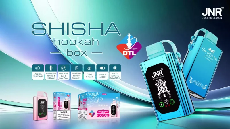 Самая продаваемая коробка для кальяна JNR Shisha 200500 Puffs Одноразовая ручка для вейпа с двойной сеткой и дисплеем 25 мл Доступна в вариантах с никотином 0% 2% 5% (18)