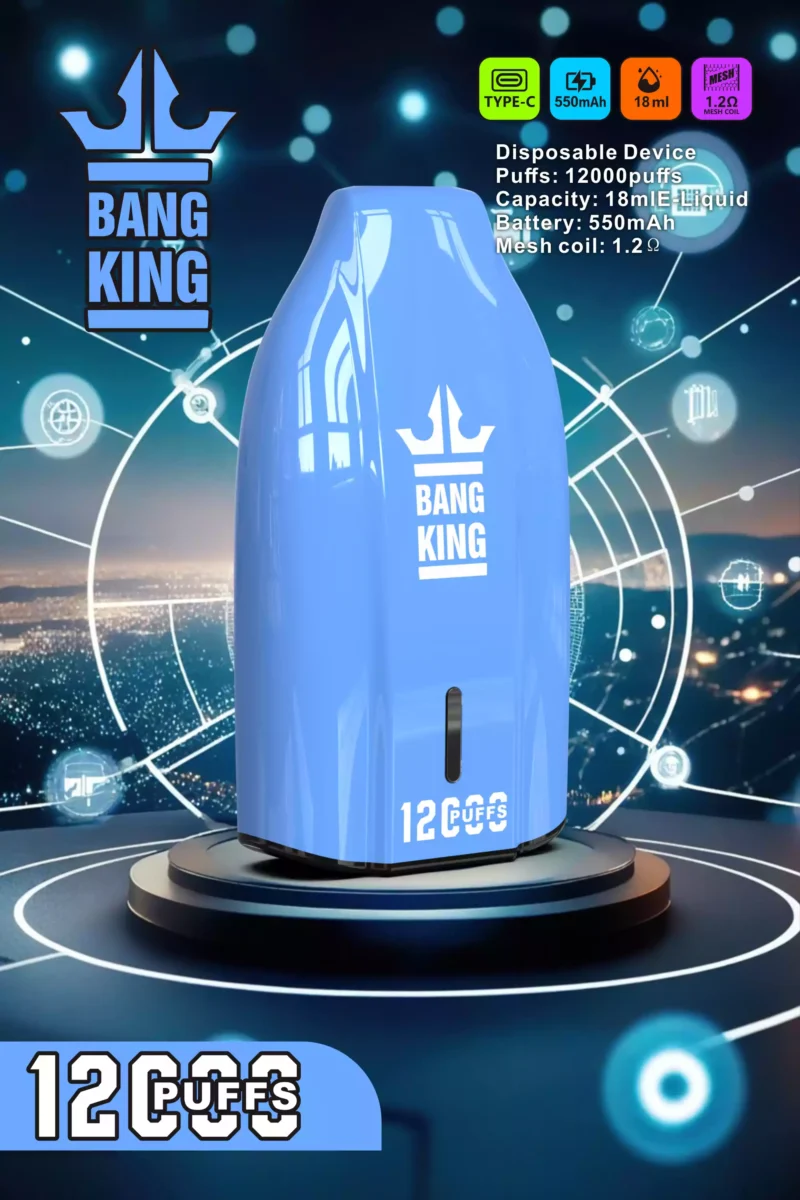 Одноразовая вейп-ручка Bulk Bang King 12000 Puffs с несколькими уровнями никотина 0, 2, 3, 5 и 12 мл электронной жидкости для оптовой продажи, 2 масштаба