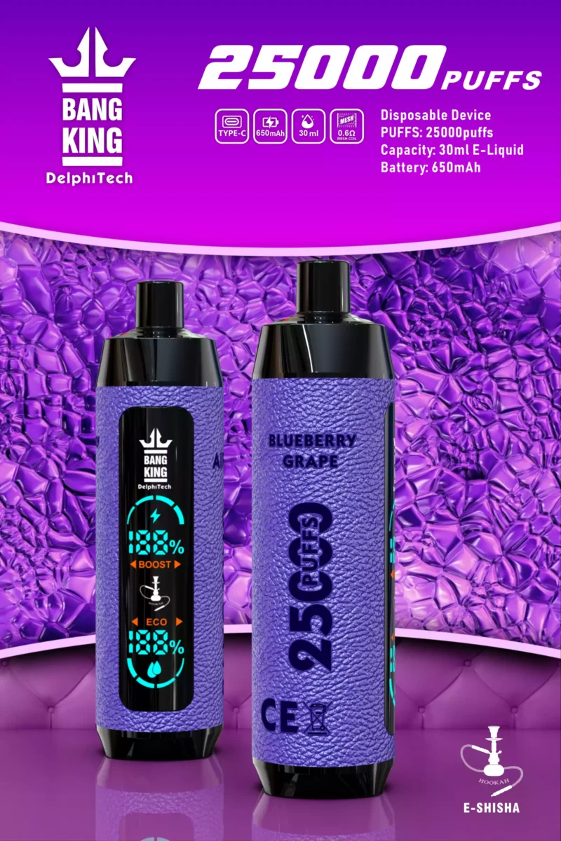 Laadukas Bang King 25000 Puffs kertakäyttöinen vape-kynä ja 30 ml E-nestettä saatavana 0% 2% 3% 5% Nikotiini tukkumyyntinä (3)