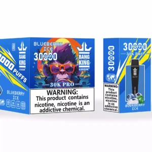 Υψηλής ποιότητας Bang King 30000 Puffs Pro στυλό μίας χρήσης με επαναφορτιζόμενη μπαταρία 36ml E και πολλαπλές επιλογές νικοτίνης 8