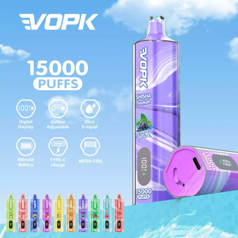 Yüksek Kaliteli VOPK Nargile-Nargile 15000 Puflar Tek Kullanımlık Vape Kalemi Toptan Satışa Mevcuttur ve 20ml E-Sıvı (3)